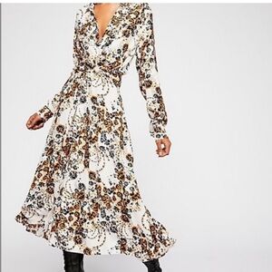 FREE PEOPLE Tough Love white floral maxi dress long sleeve size 4